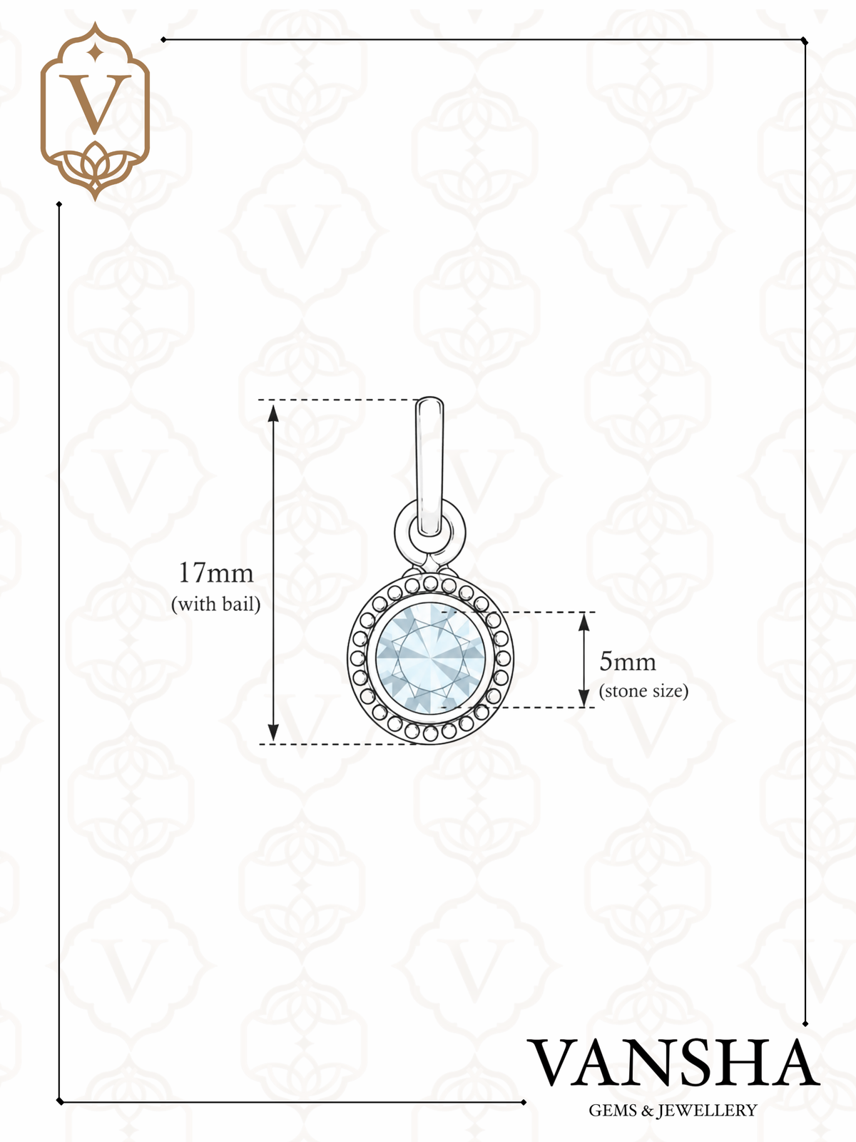 Blue Topaz Round Pendant in 925 Sterling Silver
