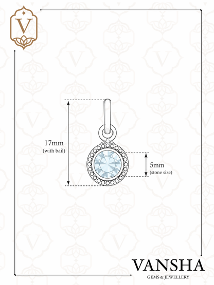 Blue Topaz Round Pendant in 925 Sterling Silver