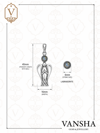 Labradorite Angel Pendant in 925 Sterling Silver