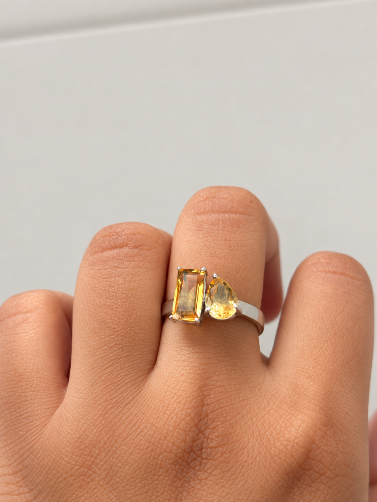 Champagne Problems | Citrine Duo Adjustable Ring in 925 Sterling Silver