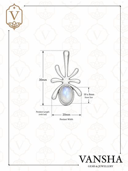 Rainbow Moonstone Celestial Pendant in 925 Sterling Silver