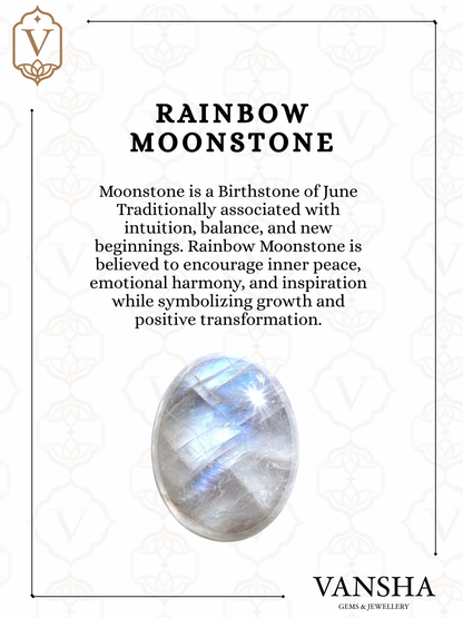 Rainbow Moonstone Open Bangle in 925 Sterling Silver Ð June Birthstone