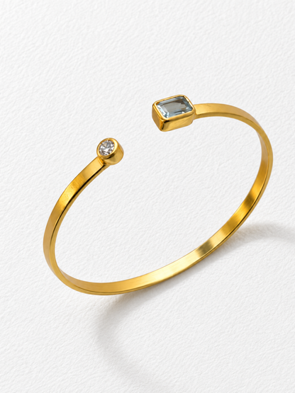 Blue Crush | Blue Topaz Open Bangle in 925 Sterling Silver