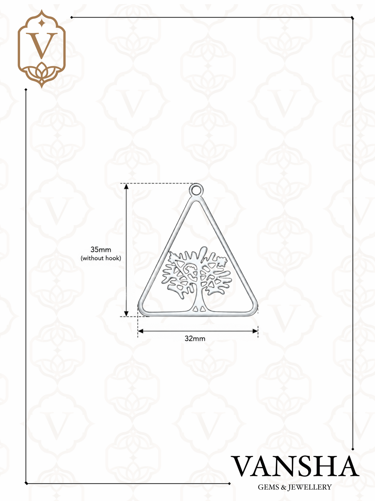 Tree of Life Triangle Dangle Earrings in 925 Silver