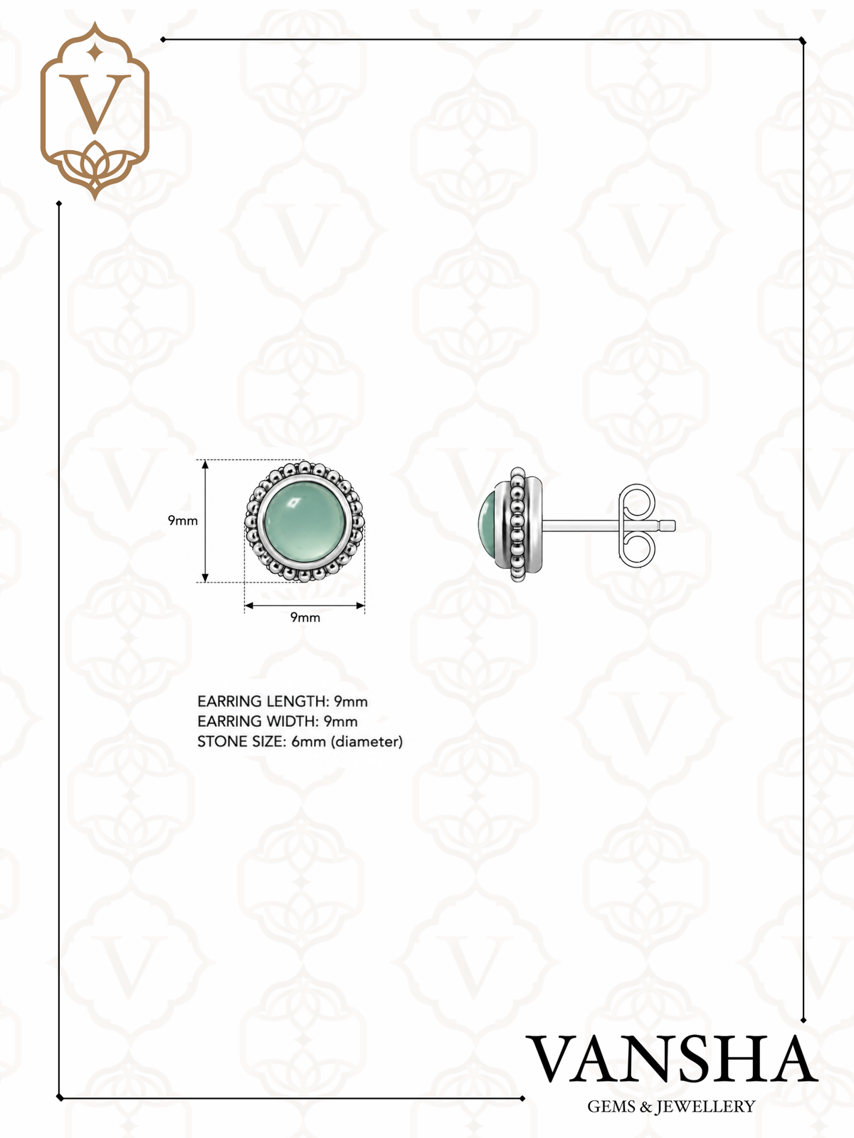 Blue Chalcedony Rope Halo Stud Earrings in 925 Silver