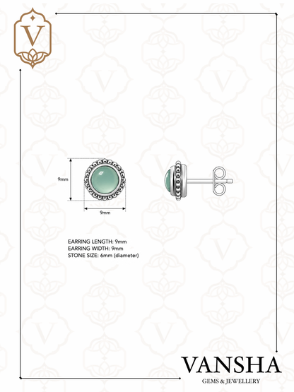 Blue Chalcedony Rope Halo Stud Earrings in 925 Silver