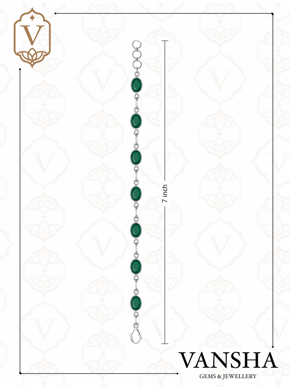 Green Onyx Oval Bracelet in 925 Sterling Silver Ð Green Gemstone Jewelry