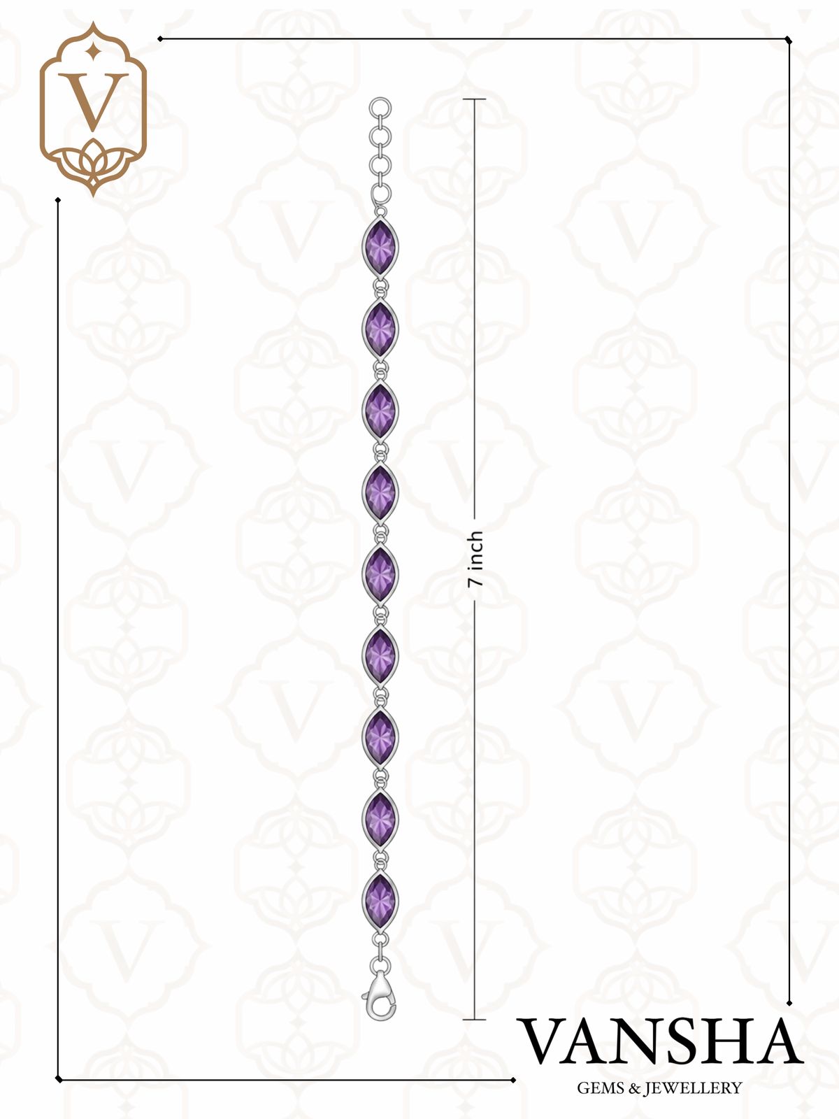Amethyst Marquise Bracelet in 925 Sterling Silver Ð February Birthstone