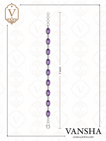 Amethyst Marquise Bracelet in 925 Sterling Silver Ð February Birthstone