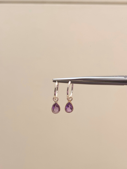 Drop Everything Teardrop Charm Hoops in 925 Silver