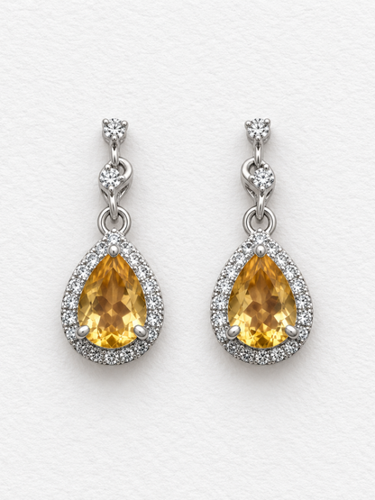 Butter Tears | Citrine Drop Earrings in 925 Sterling Silver