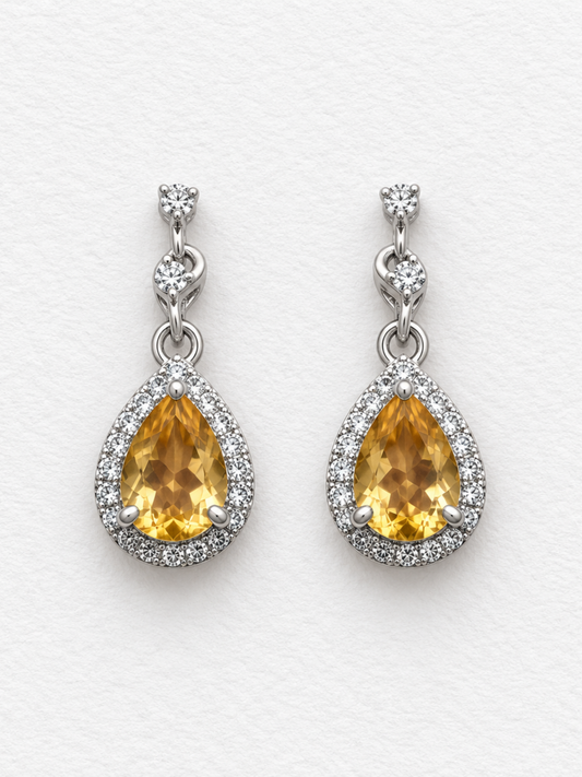 Butter Tears | Citrine Drop Earrings in 925 Sterling Silver