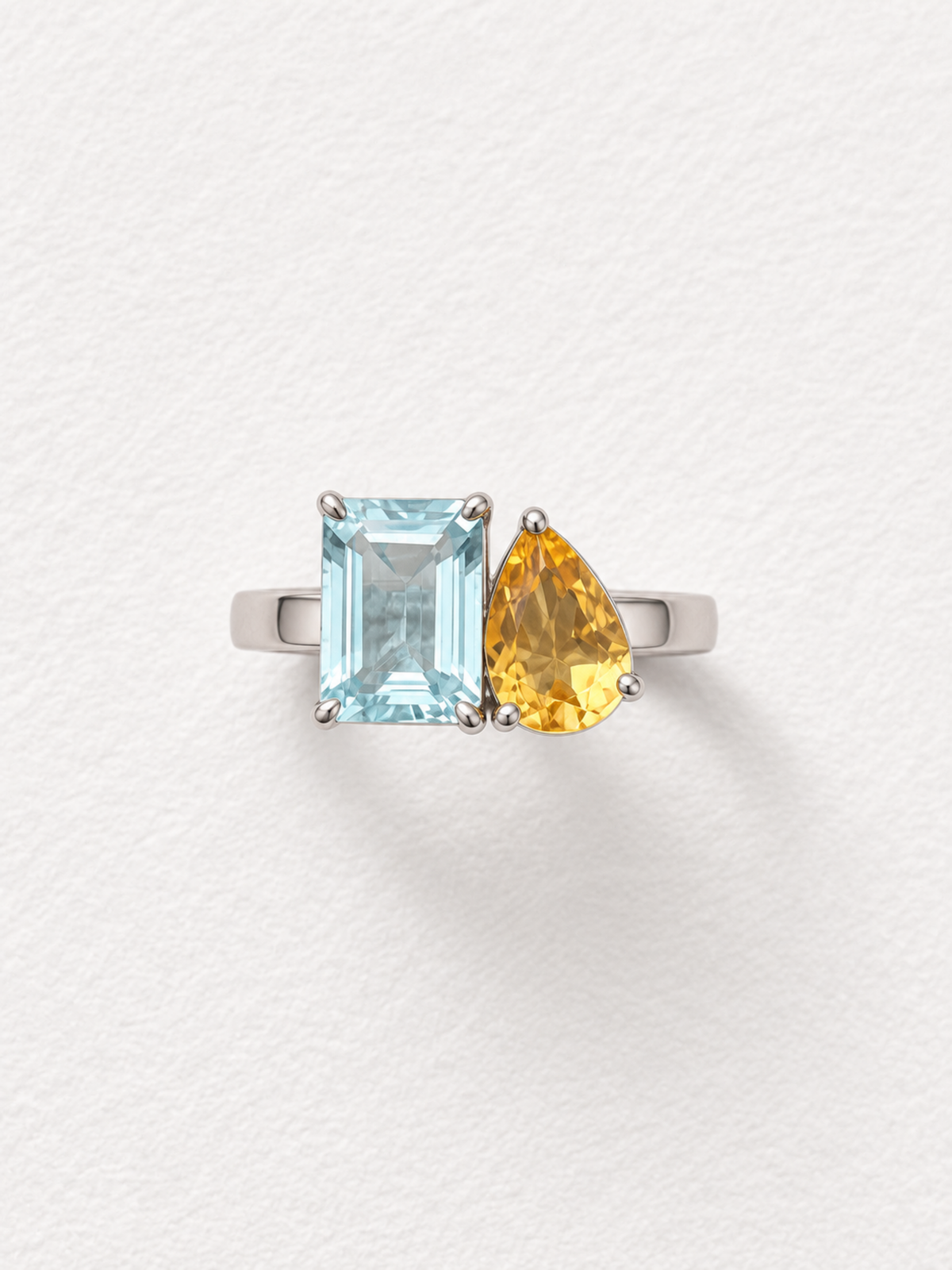Enchanted | Blue Topaz & Citrine Duo Adjustable Ring in 925 Sterling Silver