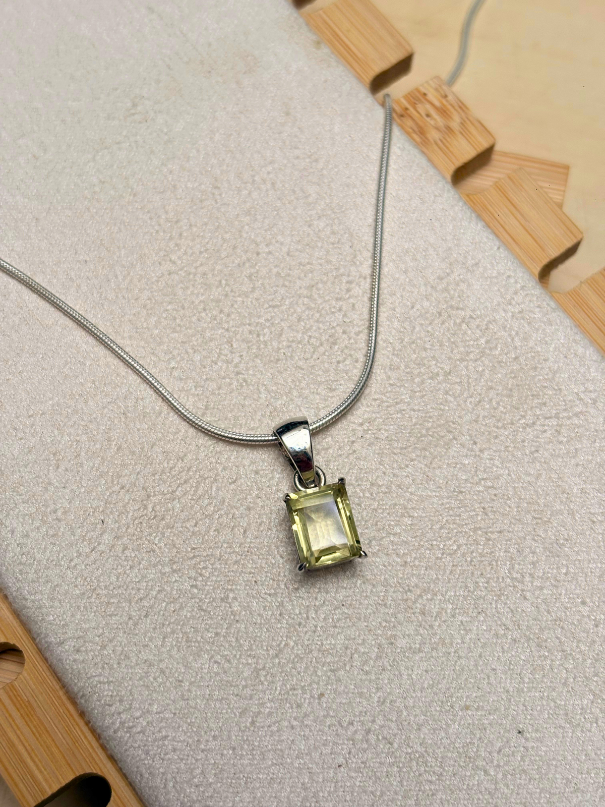 Rectangle Gemstone Pendant in 925 Sterling Silver