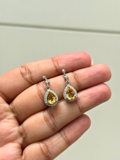 Butter Tears | Citrine Drop Earrings in 925 Sterling Silver