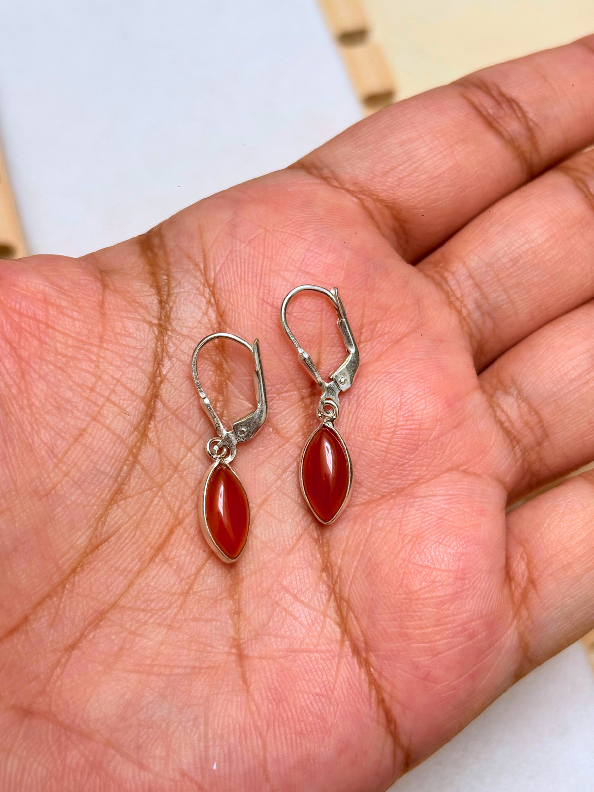 Marquise Gemstone Leverback Drop Earrings in 925 Silver