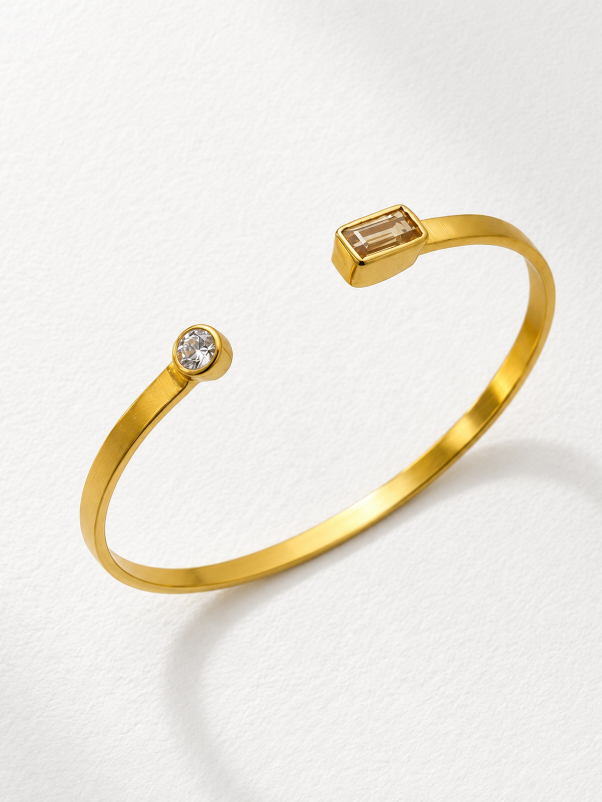 Golden | Citrine Open Bangle in 925 Sterling Silver