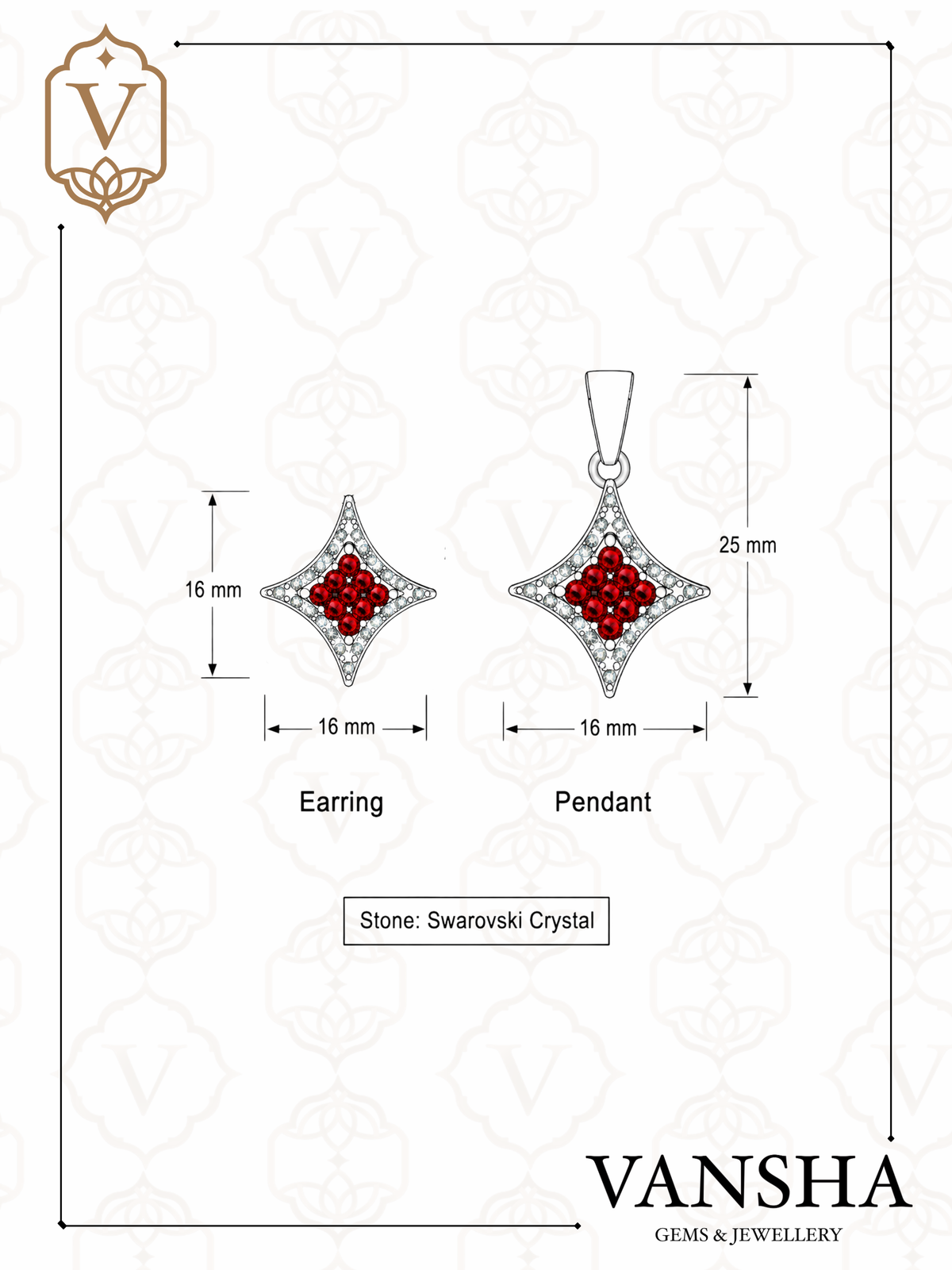 Swarovski Crystal Starburst 925 Silver Pendant & Stud Set