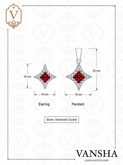 Swarovski Crystal Starburst 925 Silver Pendant & Stud Set