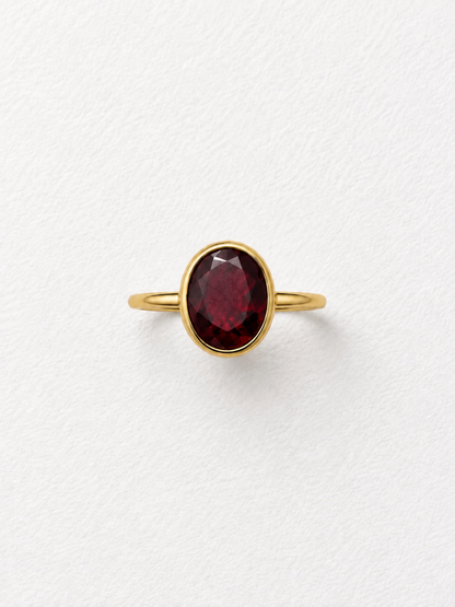 Maroon | Garnet Oval Ring in 925 Sterling Silver