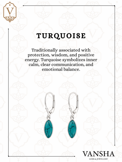 Marquise Gemstone Leverback Drop Earrings in 925 Silver