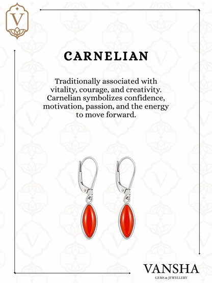 Marquise Gemstone Leverback Drop Earrings in 925 Silver