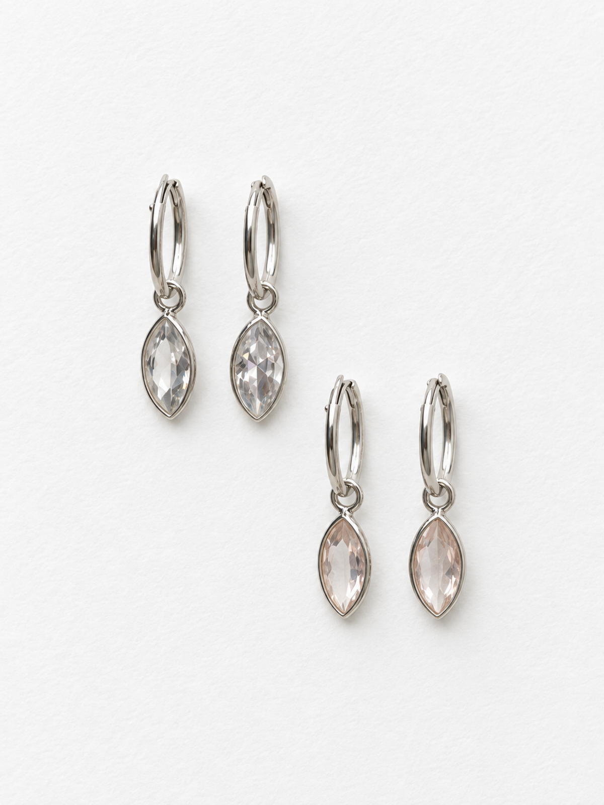 Leaf It to Me Marquise Charm Hoops in 925 Silver