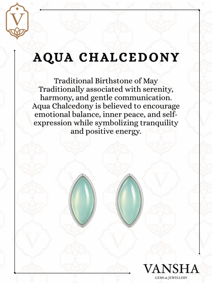 Oval Cabochon Gemstone Stud Earrings in 925 Silver