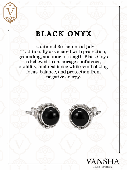 Ornate Round Gemstone Stud Earrings in 925 Silver