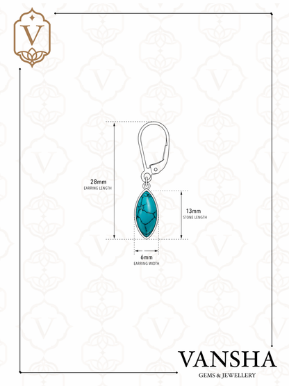 Marquise Gemstone Leverback Drop Earrings in 925 Silver