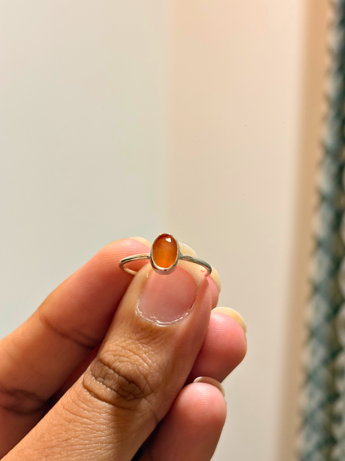 Minimal Oval Gemstone Ring in 925 Sterling Silver | Bezel Set Smoky Topaz, Garnet, Carnelian, Rose Quartz & Amethyst