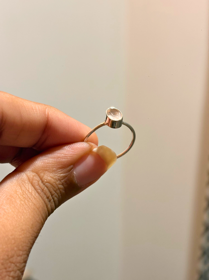 Minimal Oval Gemstone Ring in 925 Sterling Silver | Bezel Set Smoky Topaz, Garnet, Carnelian, Rose Quartz & Amethyst