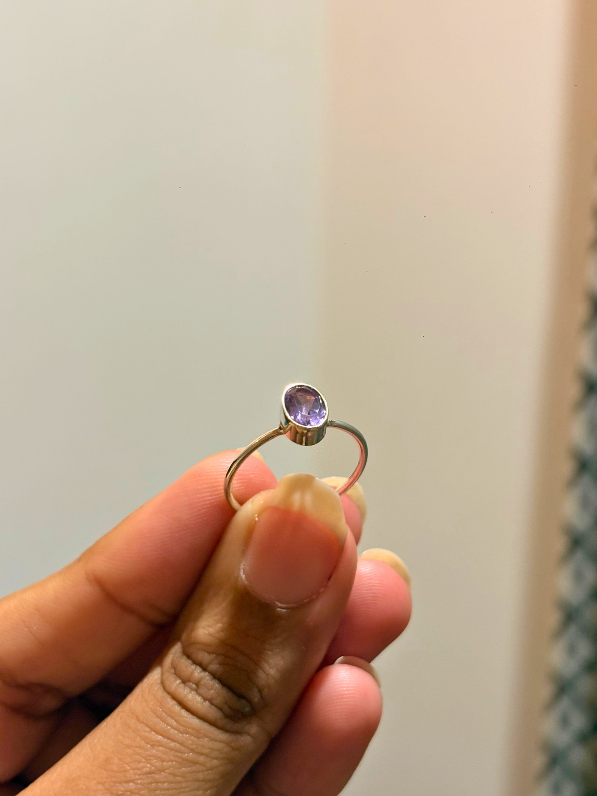 Minimal Oval Gemstone Ring in 925 Sterling Silver | Bezel Set Smoky Topaz, Garnet, Carnelian, Rose Quartz & Amethyst