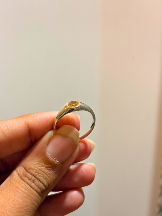 Minimalist Round Signet Gemstone Ring in 925 Sterling Silver | Citrine, Amethyst, Blue Topaz & Green Onyx