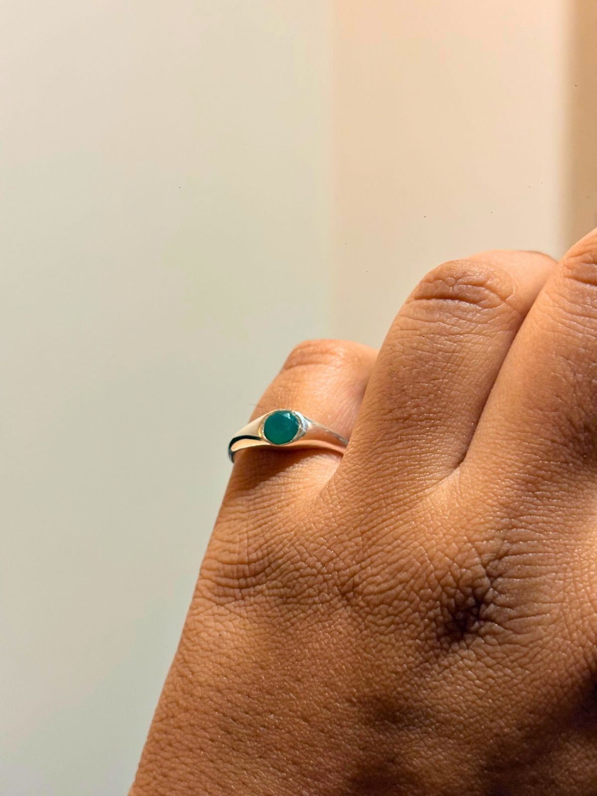Minimalist Round Signet Gemstone Ring in 925 Sterling Silver | Citrine, Amethyst, Blue Topaz & Green Onyx
