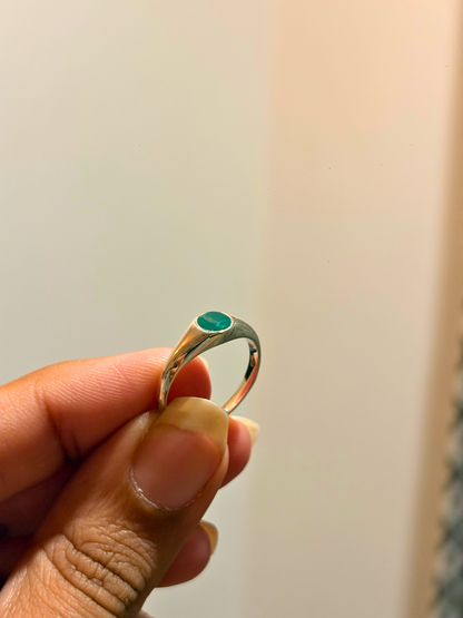 Minimalist Round Signet Gemstone Ring in 925 Sterling Silver | Citrine, Amethyst, Blue Topaz & Green Onyx