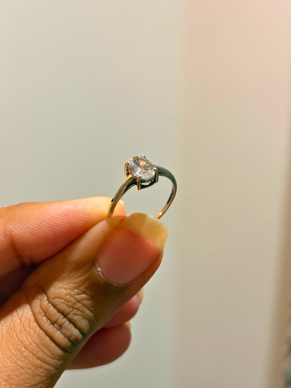Oval Gemstone Solitaire Ring in 925 Sterling Silver | Natural Black Onyx, Carnelian, Smoky Topaz & White CZ
