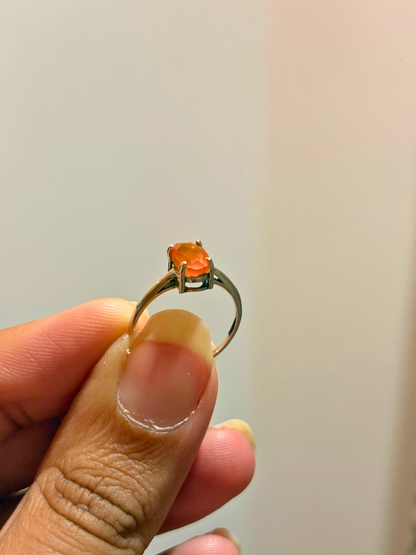 Oval Gemstone Solitaire Ring in 925 Sterling Silver | Natural Black Onyx, Carnelian, Smoky Topaz & White CZ