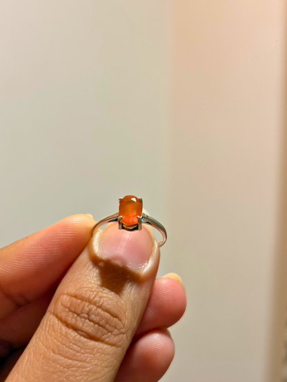 Oval Gemstone Solitaire Ring in 925 Sterling Silver | Natural Black Onyx, Carnelian, Smoky Topaz & White CZ