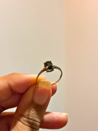 Oval Gemstone Solitaire Ring in 925 Sterling Silver | Natural Black Onyx, Carnelian, Smoky Topaz & White CZ