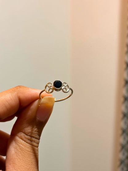 Natural Round Gemstone Scroll Ring in 925 Sterling Silver | Amethyst, Black Onyx, Garnet & Peridot