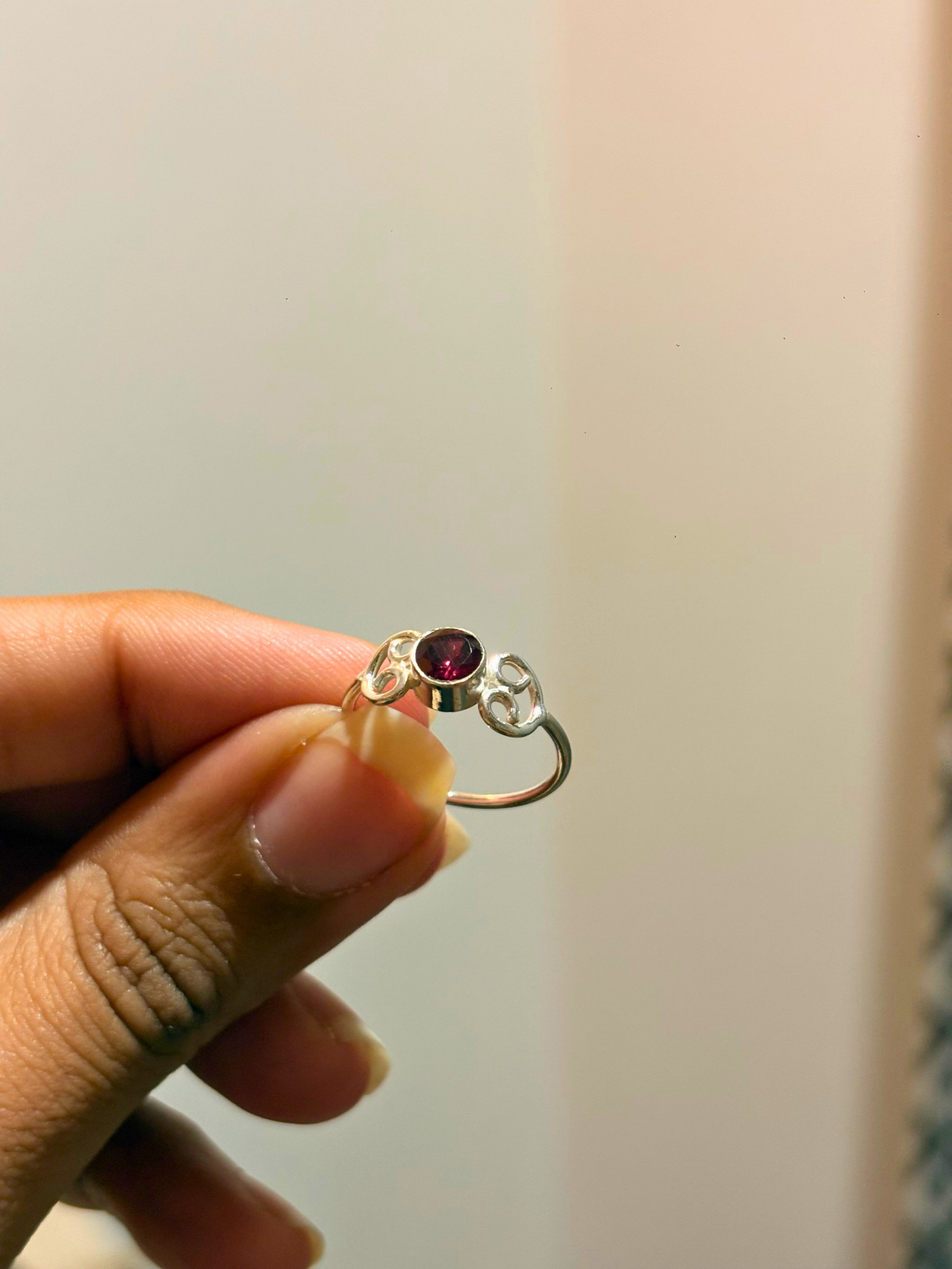 Natural Round Gemstone Scroll Ring in 925 Sterling Silver | Amethyst, Black Onyx, Garnet & Peridot