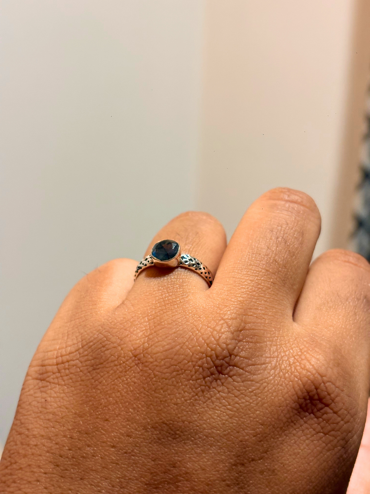 Natural Round Gemstone Ring in 925 Sterling Silver | Labradorite, Amethyst, Citrine & Blue Topaz