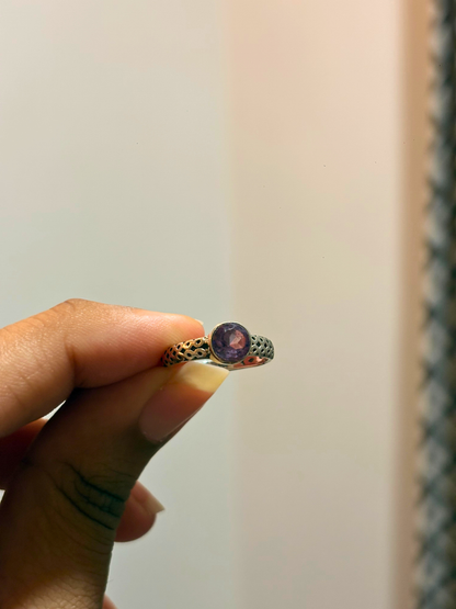 Natural Round Gemstone Ring in 925 Sterling Silver | Labradorite, Amethyst, Citrine & Blue Topaz