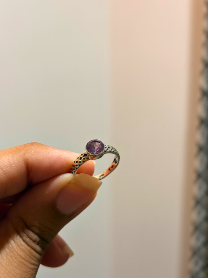 Natural Round Gemstone Ring in 925 Sterling Silver | Labradorite, Amethyst, Citrine & Blue Topaz