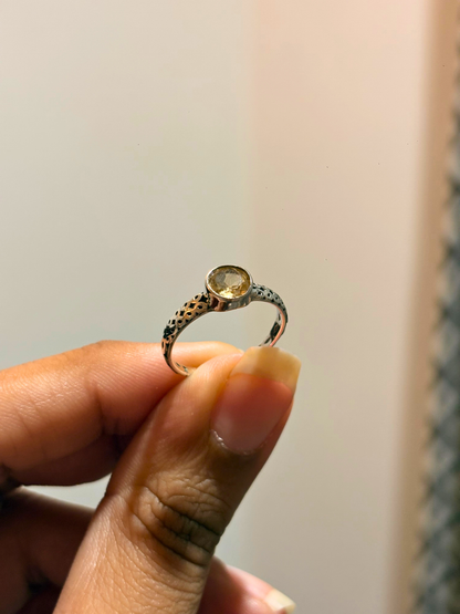 Natural Round Gemstone Ring in 925 Sterling Silver | Labradorite, Amethyst, Citrine & Blue Topaz