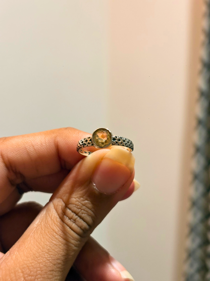 Natural Round Gemstone Ring in 925 Sterling Silver | Labradorite, Amethyst, Citrine & Blue Topaz