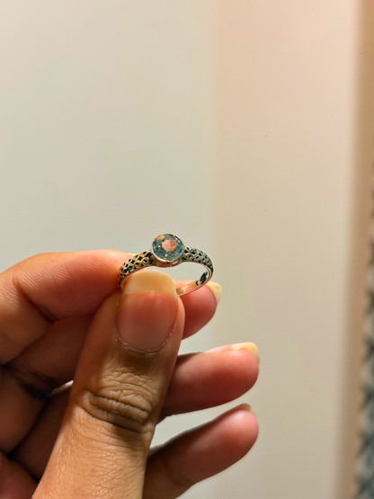 Natural Round Gemstone Ring in 925 Sterling Silver | Labradorite, Amethyst, Citrine & Blue Topaz