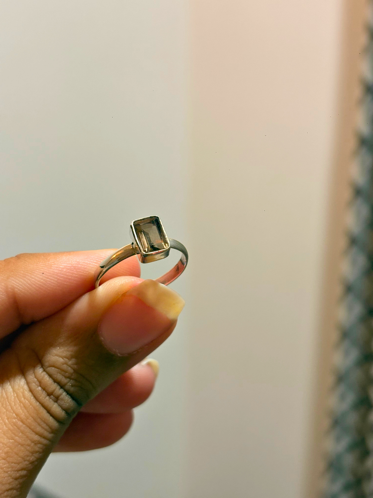 Minimalist Emerald Cut Gemstone Ring in 925 Sterling Silver • Bezel Set Birthstone Ring • Handmade Stackable Ring