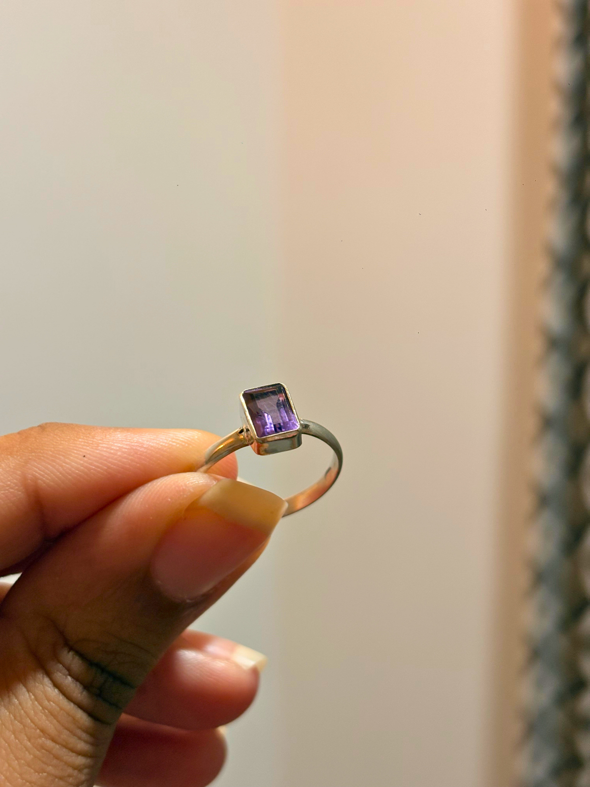 Minimalist Emerald Cut Gemstone Ring in 925 Sterling Silver • Bezel Set Birthstone Ring • Handmade Stackable Ring